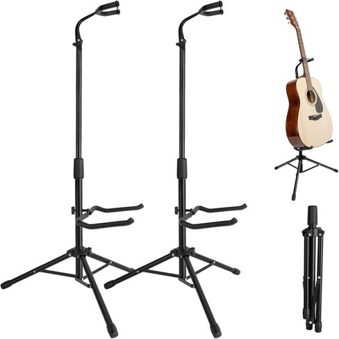 New Bee Guitar Stand, 2 Pack Height Adjustable Foldable Guitar Stand with Secure Support for Acoustic, Electric, Bass and Banjos, Load Capacity 20LB in Saudi Arabia
