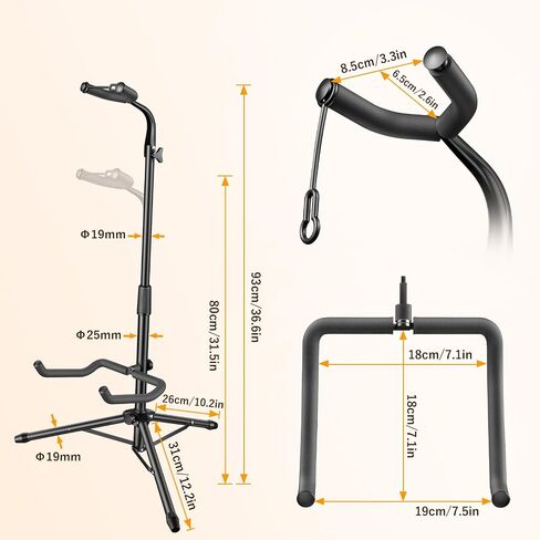 New Bee Guitar Stand, 2 Pack Height Adjustable Foldable Guitar Stand with Secure Support for Acoustic, Electric, Bass and Banjos, Load Capacity 20LB in Saudi Arabia