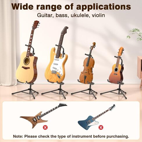 New Bee Guitar Stand, 2 Pack Height Adjustable Foldable Guitar Stand with Secure Support for Acoustic, Electric, Bass and Banjos, Load Capacity 20LB in Saudi Arabia