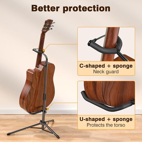 New Bee Guitar Stand, 2 Pack Height Adjustable Foldable Guitar Stand with Secure Support for Acoustic, Electric, Bass and Banjos, Load Capacity 20LB in Saudi Arabia