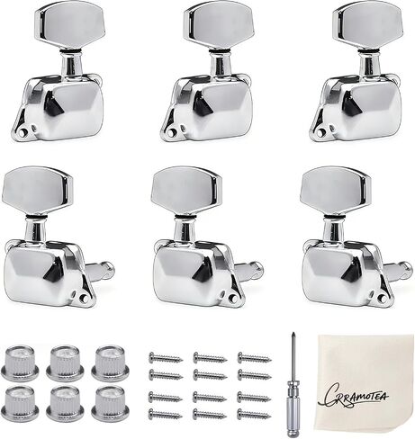 3L3R Guitar Tuning Pegs, 15:1 Semi-Closed Guitar Tuning Machines, 45 Angle Guitar Tuner Pegs Keys Set Guitar Replacement Parts for Acoustic or Electric Guitar Smooth String Tuning (Chrome) in Kuwait