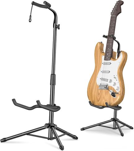 New Bee Guitar Stand, 2 Pack Height Adjustable Foldable Guitar Stand with Secure Support for Acoustic, Electric, Bass and Banjos, Load Capacity 20LB in Kuwait