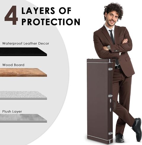 Ktaxon 39-Inch Electric Guitar Hard Case, Rectangle Wooden Standard Electric Guitars Hard-Shell Protective Carrying Case for KST/KTL/170 Model with Lock Latch Padding (Chocolate Brown) in Kuwait