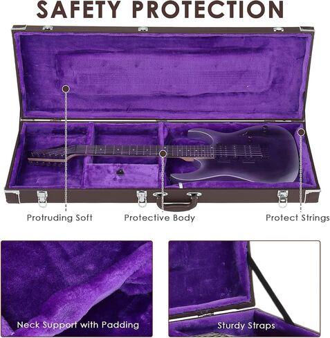 Ktaxon 39-Inch Electric Guitar Hard Case, Rectangle Wooden Standard Electric Guitars Hard-Shell Protective Carrying Case for KST/KTL/170 Model with Lock Latch Padding (Chocolate Brown) in Kuwait