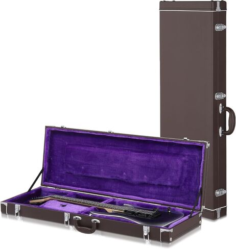 Ktaxon 39-Inch Electric Guitar Hard Case, Rectangle Wooden Standard Electric Guitars Hard-Shell Protective Carrying Case for KST/KTL/170 Model with Lock Latch Padding (Chocolate Brown) in Kuwait