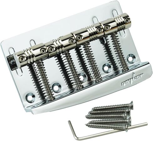 Guyker 4 String Electric Bass Bridge with Vintage Style Saddles Replacement Part (GB-204, Chrome) in Kuwait