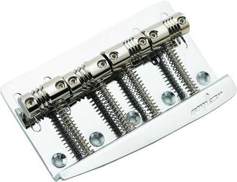 Guyker 4 String Electric Bass Bridge with Vintage Style Saddles Replacement Part (GB-204, Chrome) in Kuwait