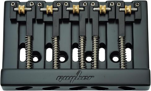 Guyker Bass Bridge, 5 String Bass Bridge with Solid Roller Saddle Adjustable Replacement Part (GB506, Black) in Kuwait