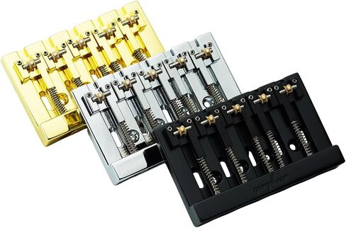 Guyker Bass Bridge, 5 String Bass Bridge with Solid Roller Saddle Adjustable Replacement Part (GB506, Black) in Kuwait