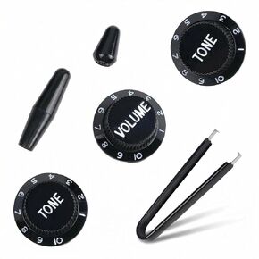 Strat Style Guitar Control Knobs- 1 Volume and 2 Tone Set for Fender Strat Electric Guitars, Fits USA (Imperial) Split Shaft Pots，Black in Kuwait