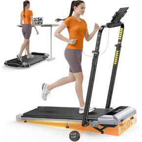 TOPUTURE Walking Pad Treadmill with 12% Incline, 6 in 1 Folding Treadmill with Adjustable Handle Bar for Home/Office, Under Desk Treadmills Portable Walking Pad with App, Remote Control & LED Display in Kuwait