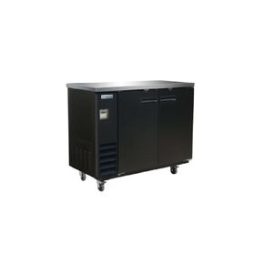 EMPURA 49" Back Bar Cooler Cabinet with Two-Swing Solid Doors | Commercial Refrigerator Fridge for Beverage Beer Soda | 12.5 Cu. Ft. | 49"W x 24.44"D x 41.75"H, Black Steel Exterior Finish, 115V in Saudi Arabia