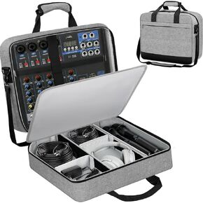 حقيبة سفر لخلاط الصوت متوافقة مع RODECaster Pro، RODECaster Pro II، TC-Helicon GoXLR، بطانة 10 مم، تخزين كابل قابل للتعديل، حقيبة خلاط DJ كبيرة لمعدات البودكاست والميكروفونات in Kuwait