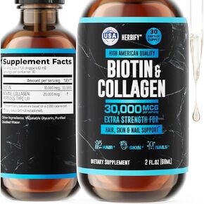 Liquid Collagen & Biotin - Hair Growth Supplement - Hair Skin and Nails Vitamins - Joint Health Supplement - Made in USA - Hair Growth for Women - Natural Liquid Collagen for Women and Men 2 Fl Oz in Kuwait