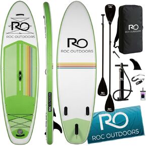 لوح مجداف قابل للنفخ من Roc بطول 10 أقدام و6 بوصات مع ملحقات لوح مجداف SUP ممتازة، تصميم ثابت واسع، سطح مريح مانع للانزلاق للشباب والكبار in Kuwait