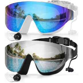 Zoomsnail Swim Goggles 2 Pack, Rimless Wide View Swimming Goggles for Adult, Anti-Fog UV Leaking Pool Goggles for Men Women in Kuwait