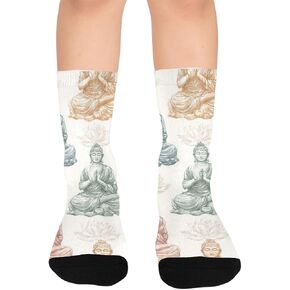 Elegant Colorful Buddha Design Hiking Socks - Toddler Boys & Girls Warm Thick Thermal Winter Crew Socks for School, Daily Wear & Outdoor Activities in Kuwait