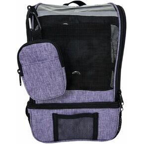 Portable Carrier Bag with Multiple Pockets Mesh Design Comfortable Shoulder Straps Detachable Pouch Suitable for Walking Shopping, Purple in Kuwait