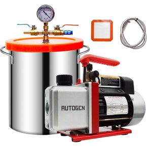AUTOGEN 5 Gallon Vacuum Chamber Kit Tempered Glass Lid with 4 CFM Single Stage Vacuum Pump HVAC, Perfect for Stabilizing Wood, Degassing Silicones, Epoxies and Essential Oils in Kuwait