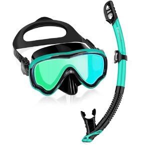 EverSport Adult Snorkel Set, Dry Top Snorkel, 180° View Glass Mask, Leakproof for Snorkeling, Diving & Swimming in Kuwait