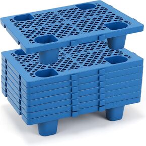 Plastic Pallets for Basement Storage -8 Pcs Pallets for Storage Locker with Breathable Grids for Restaurant Kitchen Supermarket, Nestable Interlocking Lightweight-23.6"L × 15.7"W × 4.9"H (Black) in Kuwait