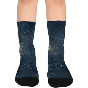 Gold Moon Print Dark Hiking Socks - Toddler Boys & Girls Warm Thick Thermal Winter Crew Socks for School, Daily Wear & Outdoor Activities in Saudi Arabia