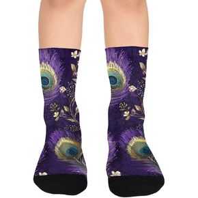Regal Peacock Feathers Hiking Socks - Toddler Boys & Girls Warm Thick Thermal Winter Crew Socks for School, Daily Wear & Outdoor Activities in Saudi Arabia