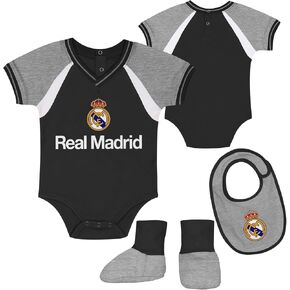 Outerstuff Real Madrid Unisex Baby Mini Meringue Creeper, Bib & Sock Set – Official Licensed Soccer Apparel in Saudi Arabia