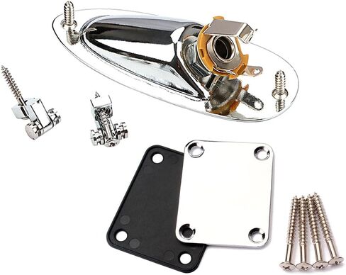 1/4" Input Jack Socket Plate & Neck Plate with String Tree Retainer for Strat/Tele Electric Guitar in Kuwait