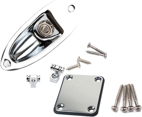 1/4" Input Jack Socket Plate & Neck Plate with String Tree Retainer for Strat/Tele Electric Guitar in Kuwait