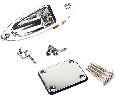 1/4" Input Jack Socket Plate & Neck Plate with String Tree Retainer for Strat/Tele Electric Guitar in Kuwait
