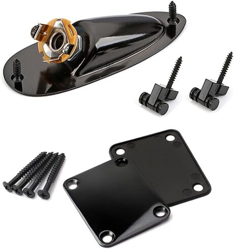 Neck Plate & 1/4" Jack Socket Plate with String Tree Guide for Strat/Tele Electric Guitar in Kuwait