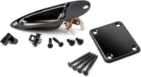 Neck Plate & 1/4" Jack Socket Plate with String Tree Guide for Strat/Tele Electric Guitar in Kuwait