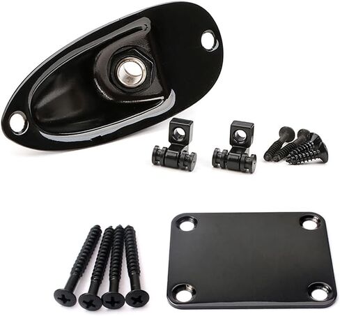 Neck Plate & 1/4" Jack Socket Plate with String Tree Guide for Strat/Tele Electric Guitar in Kuwait