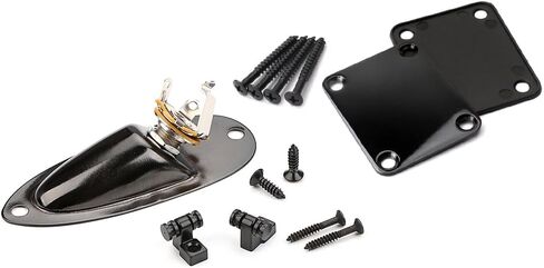 Neck Plate & 1/4" Jack Socket Plate with String Tree Guide for Strat/Tele Electric Guitar in Kuwait