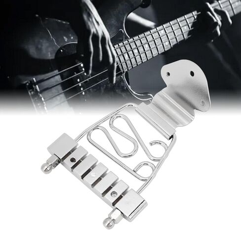 6 String Guitar Trapeze Tailpiece for Archtop Jazz Guitar, Adjustable Height Metal Bridge Tailpiece Replacement for Guitar and Bass (Silver) in Kuwait