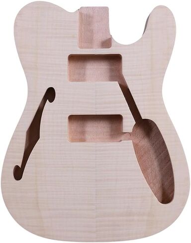 Semi-Hollow Guitar Body Replacement–Mahogany wood with Maple Veneer, Big Hole style, Unfinished(No Pre-Drilled Holes) in Kuwait