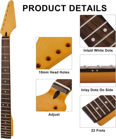 22-fret Yellowish Matte Electric Guitar Neck TL Canadian Maple Electric Guitar Neck, Cow Bone Nut in Kuwait
