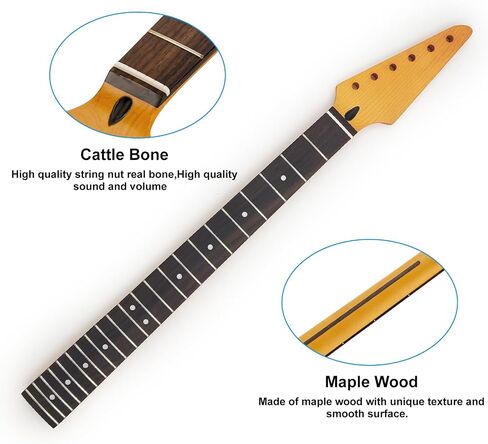 22-fret Yellowish Matte Electric Guitar Neck TL Canadian Maple Electric Guitar Neck, Cow Bone Nut in Kuwait