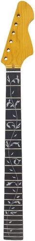 Electric Guitar Neck, Baritone 22 Fret 27 Inch Scale, Maple Neck & Fretboard with Black Block Inlay, Unfinished C-Shape for DIY Builds & Replacements in Kuwait