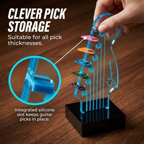 Light Up Guitar Pick Holder – 7-Color Changing LED Pick Storage Display & Night Light – USB Powered Novelty Room Decor, Holds 6 Picks – Cool Guitar Gift for Men, Musicians & Guitarists in Kuwait