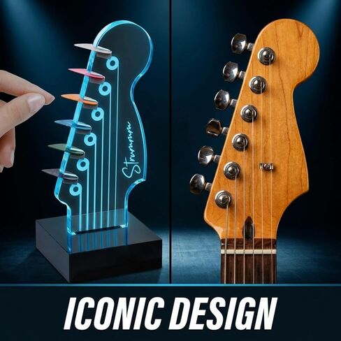 Light Up Guitar Pick Holder – 7-Color Changing LED Pick Storage Display & Night Light – USB Powered Novelty Room Decor, Holds 6 Picks – Cool Guitar Gift for Men, Musicians & Guitarists in Kuwait