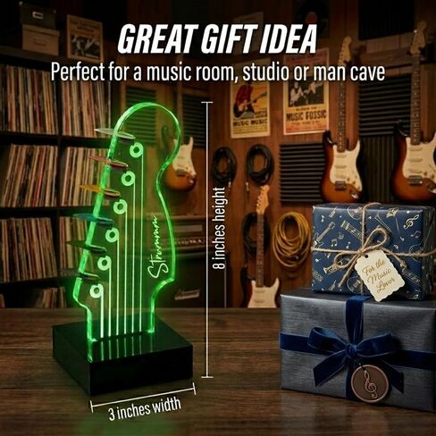 Light Up Guitar Pick Holder – 7-Color Changing LED Pick Storage Display & Night Light – USB Powered Novelty Room Decor, Holds 6 Picks – Cool Guitar Gift for Men, Musicians & Guitarists in Kuwait