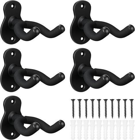 5 Pack Guitar Wall Mount Hanger, Sturdy Metal Guitar Hook Stand for Wall – Holds Acoustic, Electric Guitar, Banjo, Bass, Ukulele, Black Guitar Hangers for Wall Mount in Kuwait