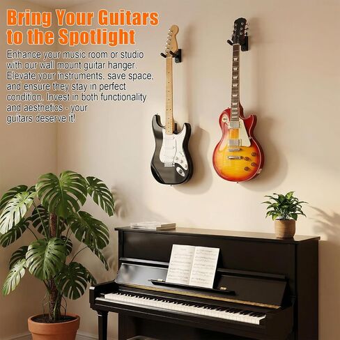 5 Pack Guitar Wall Mount Hanger, Sturdy Metal Guitar Hook Stand for Wall – Holds Acoustic, Electric Guitar, Banjo, Bass, Ukulele, Black Guitar Hangers for Wall Mount in Kuwait