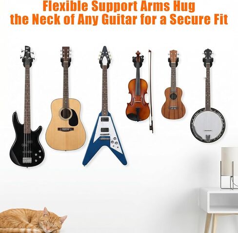 5 Pack Guitar Wall Mount Hanger, Sturdy Metal Guitar Hook Stand for Wall – Holds Acoustic, Electric Guitar, Banjo, Bass, Ukulele, Black Guitar Hangers for Wall Mount in Kuwait