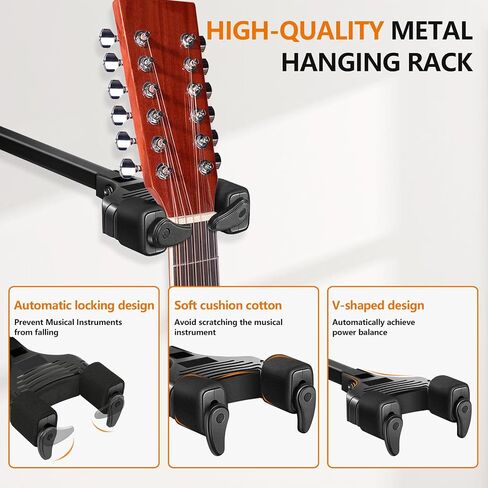 Guitar Wall Mount, Multiple Guitar Hanger with Auto-Locking Holder Wall Mount Rack, Aluminum Slatwall Rail (8 Hangers-80") in Kuwait