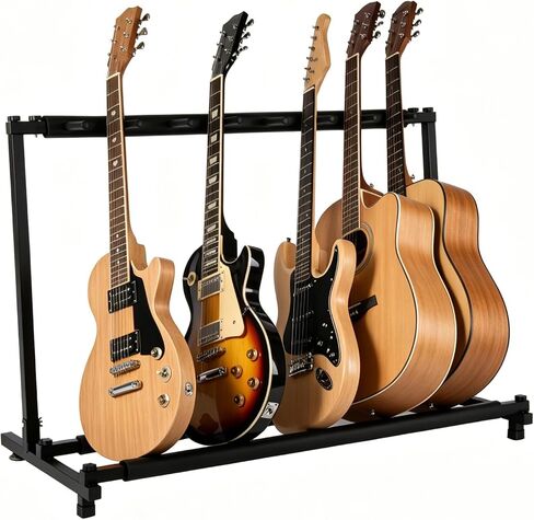 5 Multi Guitar Stand Rack with Folding Design,Multiple Guitars Stand,Portable Black Guitar Holder,Guitar Rack for Multiple Guitars,Electric Guitar & Bass,Studio & Home in Kuwait