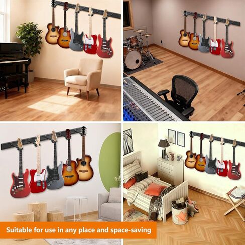 Guitar Wall Mount, Multiple Guitar Hanger with Auto-Locking Holder Wall Mount Rack, Aluminum Slatwall Rail (8 Hangers-80") in Kuwait