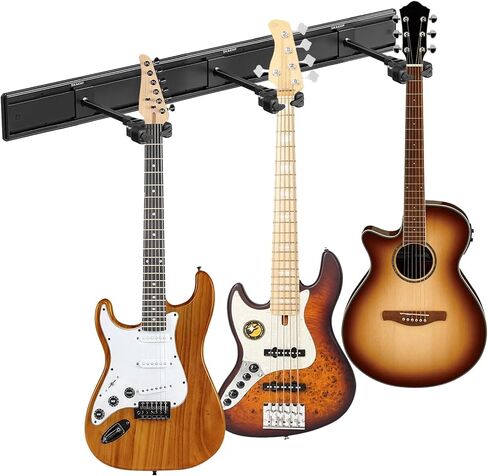 Guitar Wall Mount, Multiple Guitar Hanger with Auto-Locking Holder Wall Mount Rack, Aluminum Slatwall Rail, 5 Hangers 48“ in Kuwait